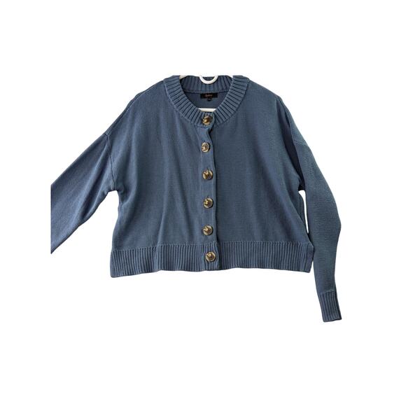 Quince 100% Organic Cotton Cropped Cardigan • Glacier Blue • Size M - Picture 1 of 5